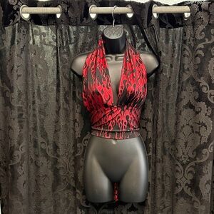 Sabora Red and Black Flame Crop Top